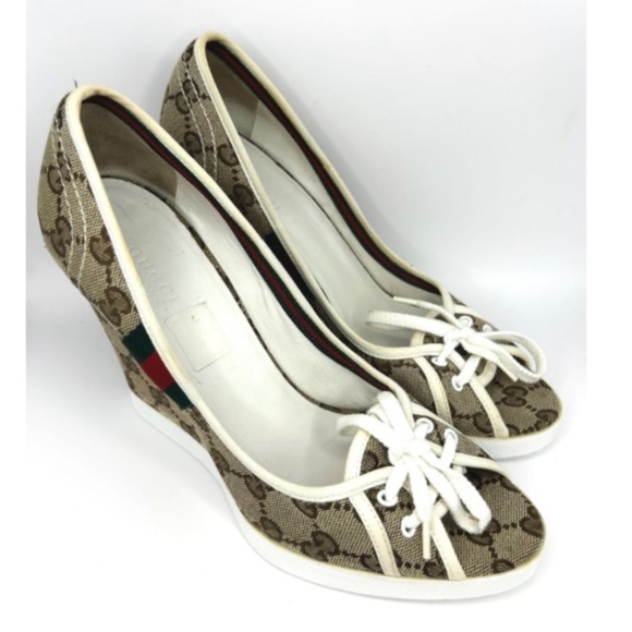 GUCCI Vintage Monogrammed Wedge Sandals | 7 - Picture 3 of 7